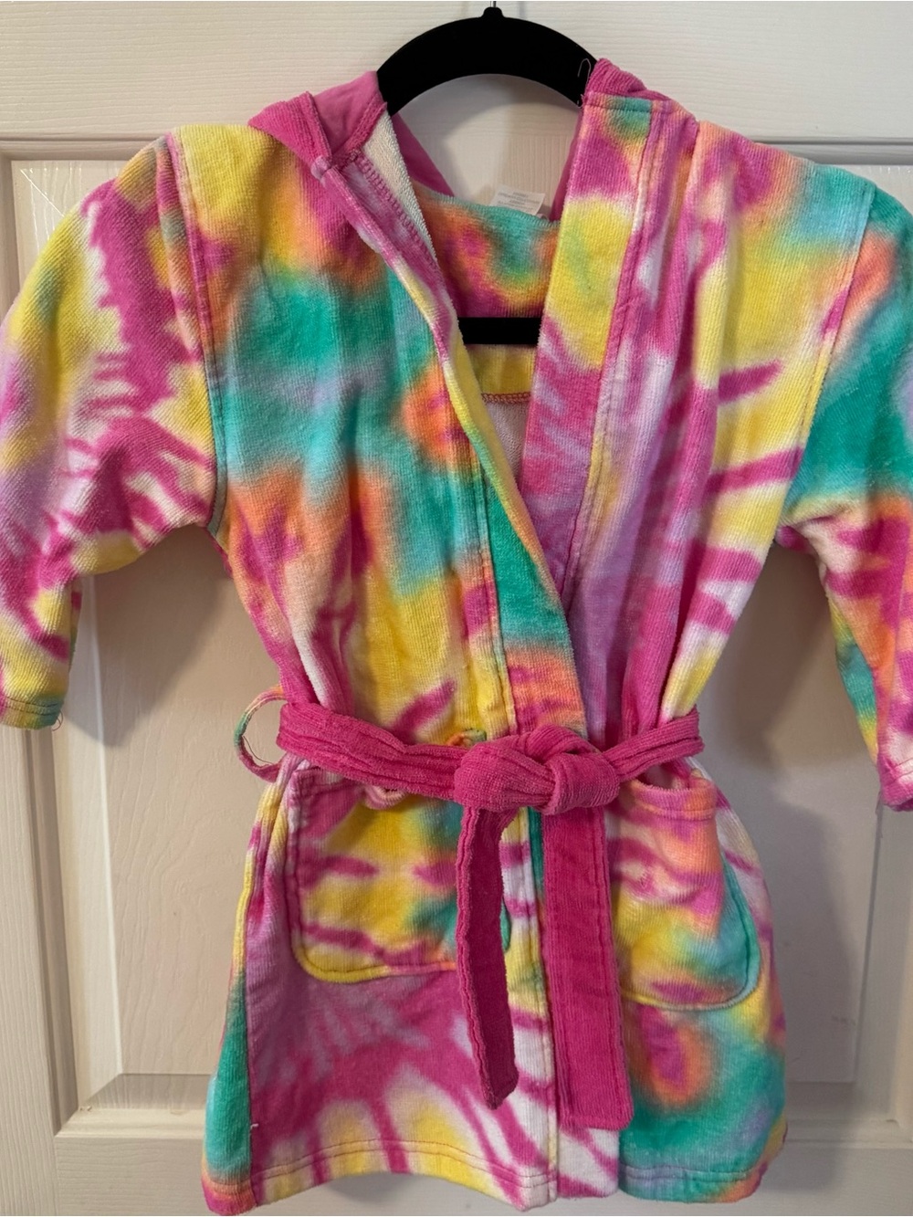 Kids Saint Eve Tie-Dye Bird Hooded Robe with Pockets. 100% Cotton! Like New! - Picture 2 of 6